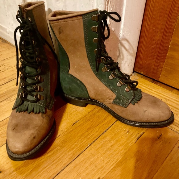 Cute genuine leather vintage two tone roper boots - Picture 2 of 3